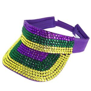 Bling Studded Mardi Gras Visor Cap